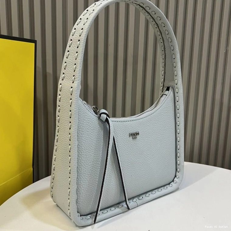 Vintage HOT Cuoio Mini Romano Leather Fendi Light Fendessence Blue In Bag 0811